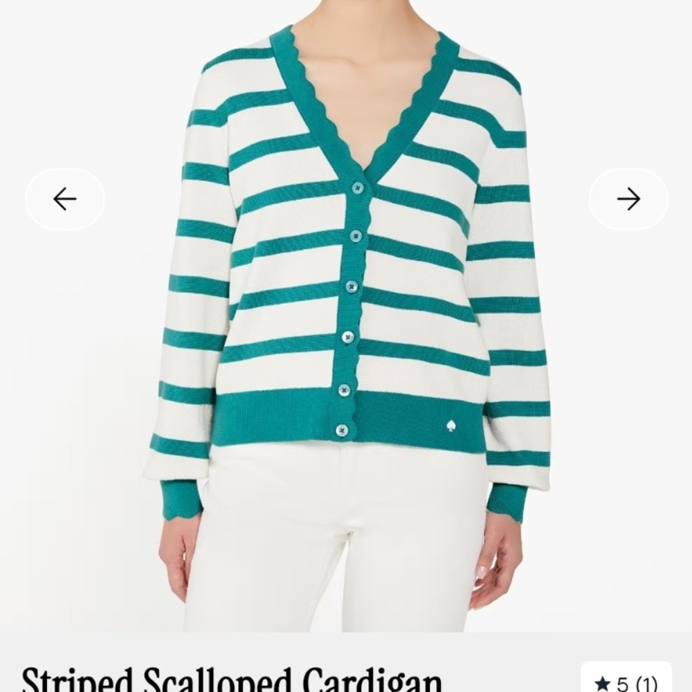 kate spade Teal and White Striped Cardigan